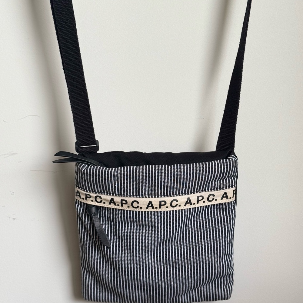 A.P.C. Black and White Repeat Messenger Bag